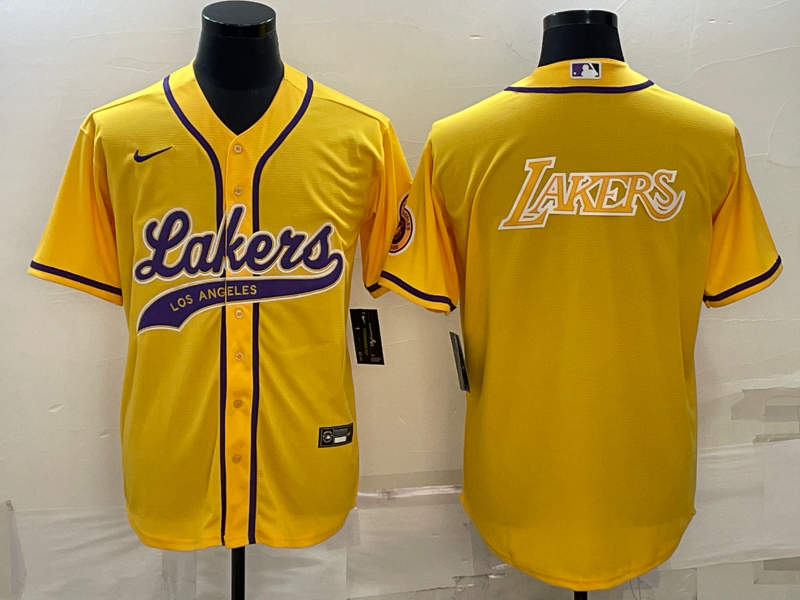 2023 Men Los Angeles Lakers Blank yellow NBA Jersey style 3